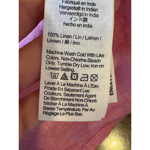 J Crew Shirt Women 0 Pink Linen V Back Short Puff Sleeve Top Preppy Lagenlook - Picture 13 of 14